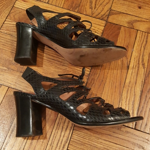 Corso Como black pressed leather sandals in Sz 8 - Picture 3 of 8